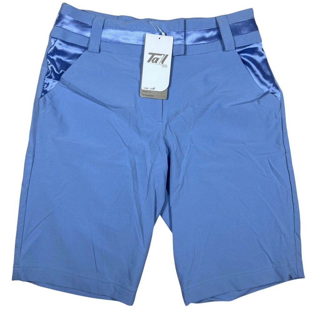 Tail Tech Womens 18" Golf Shorts Size 6 Tender Blue Satin Trim GA4089-5188 NEW